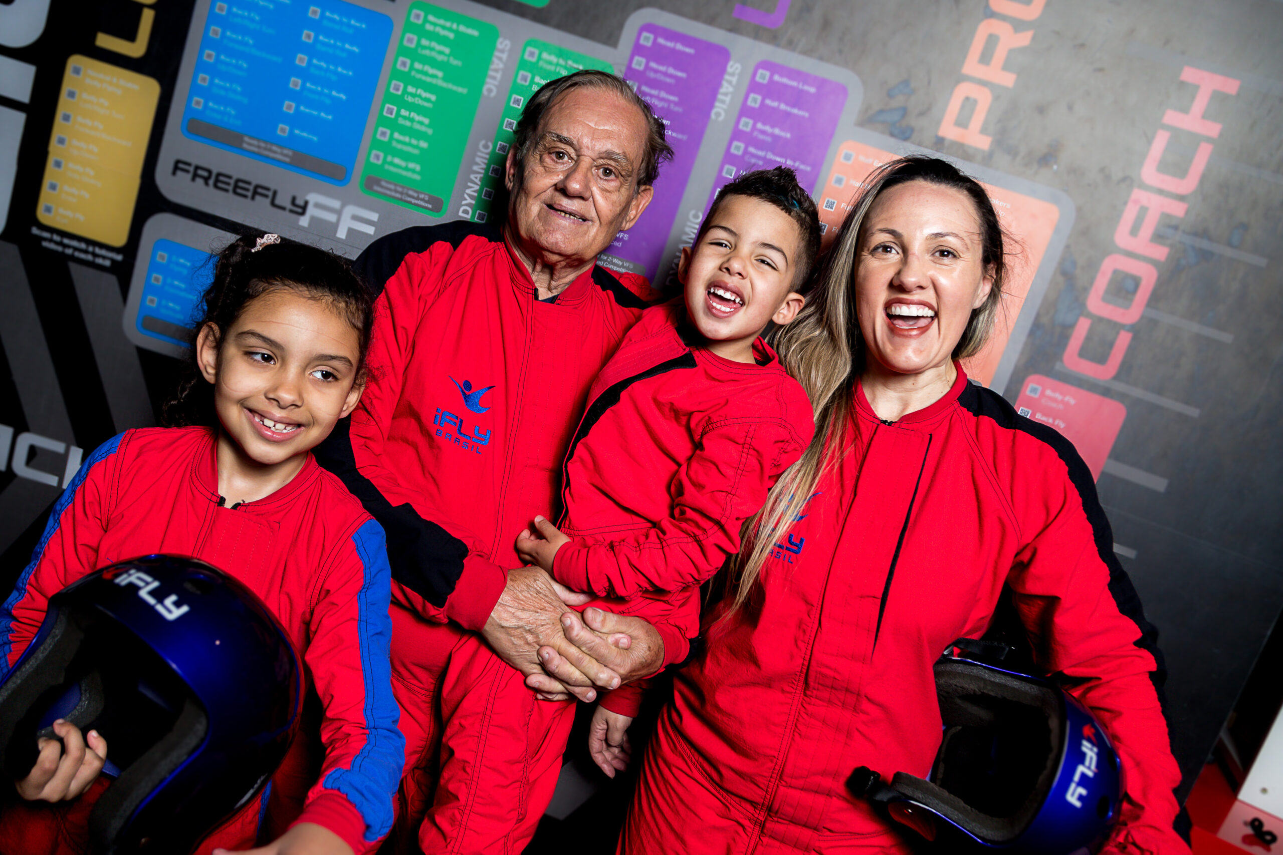 Família reunia e equipada, pronta para voar